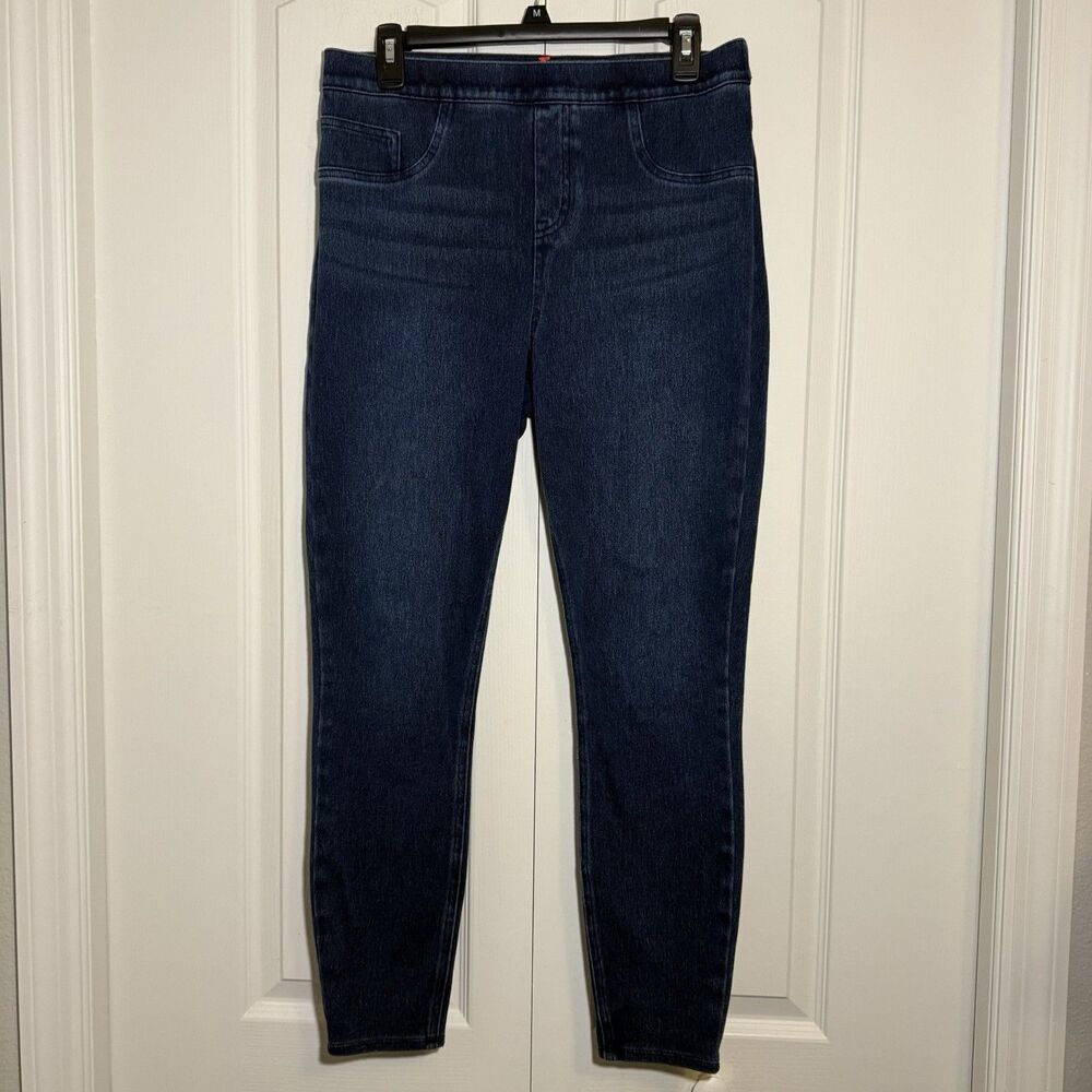 SPANX Women’s Jean-ish Ankle Leggings Large Dark Blue Wash Stretch - Picture 1 of 5